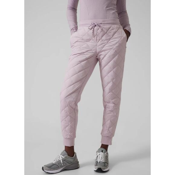 Athleta Pants - ATHLETA Apres Ski Down Jogger Pants Purple Quilted Pockets Pull On Lined Size 8